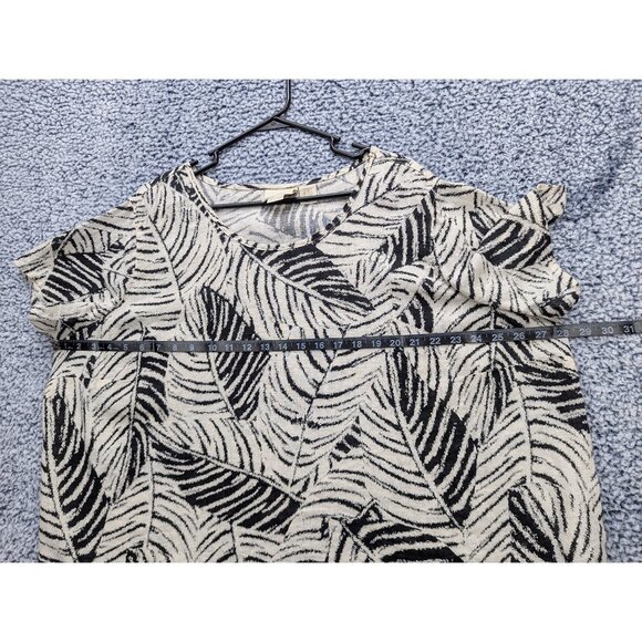 Cynthia Rowley 100% Linen Top Size 2X Lagenlook Botanical Floral Boho Plus Black - Picture 7 of 9